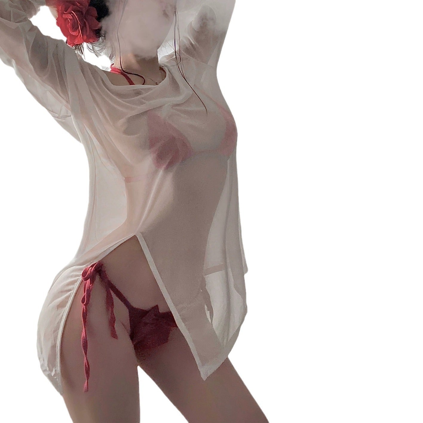 Image of Erotic underwear, three-point bikini, wet body, temptation, see-through, passion, free of pure desire, halterneck see-through, cross-border foreign trade